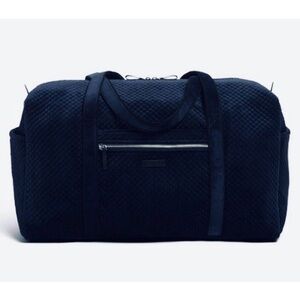 Vera Bradley Navy Blue Velvet Large Duffel Travel Bag